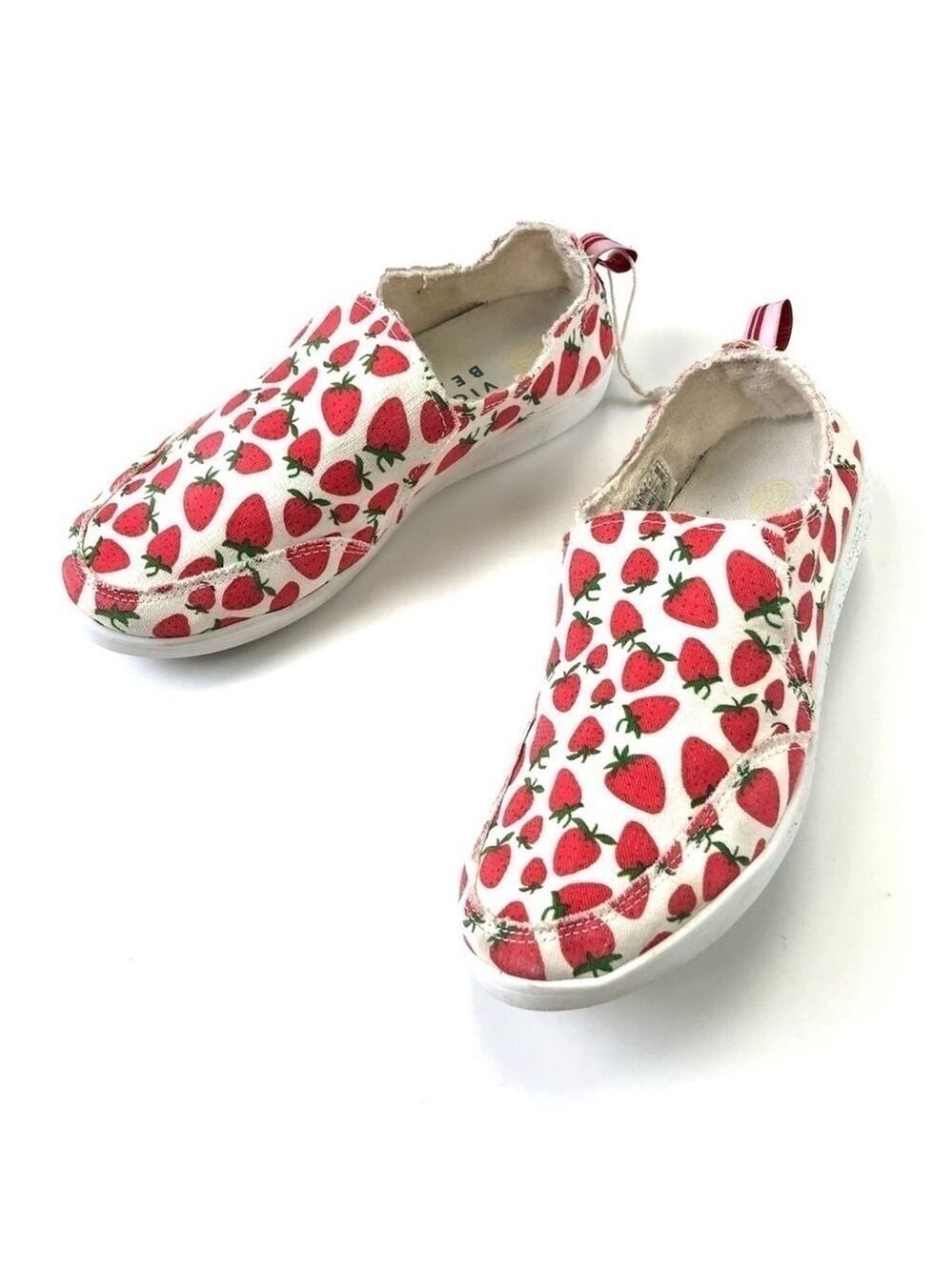 VIONIC Beach red white strawberry Malibu canvas sneaker loafer Size 6